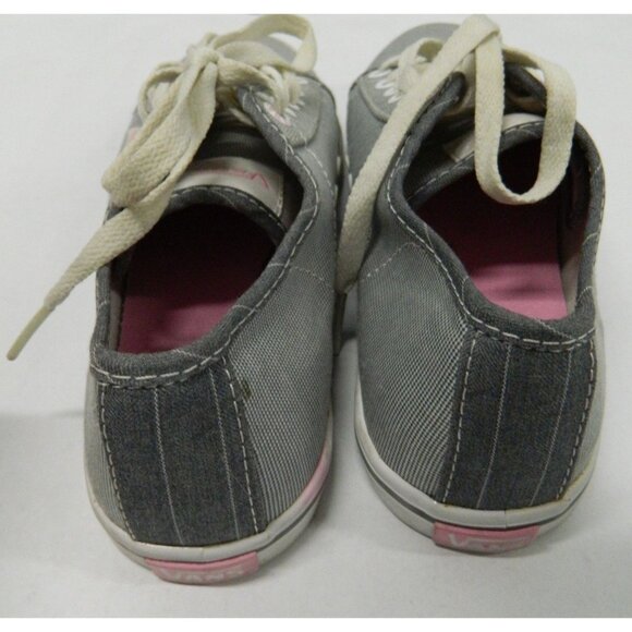 Size 7 Vans Womens Gray Canvas Low-Top Sneakers US Lace-Up Closure Preppy Pink - Picture 8 of 9